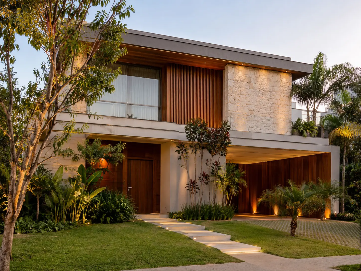 Casa contemporânea com jardim